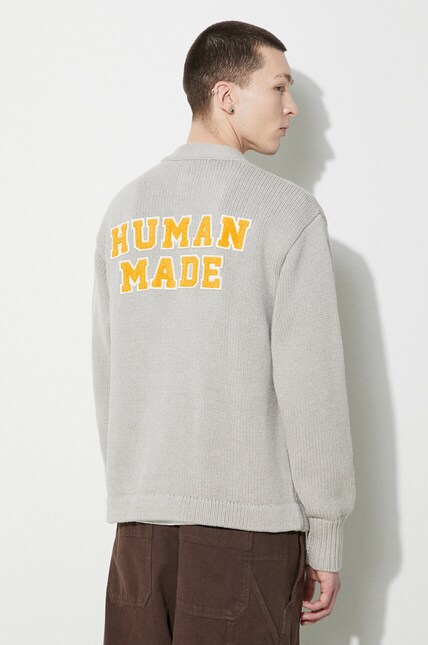 Human Made cardigan Low Gauge Knit Cardigan men's gray color