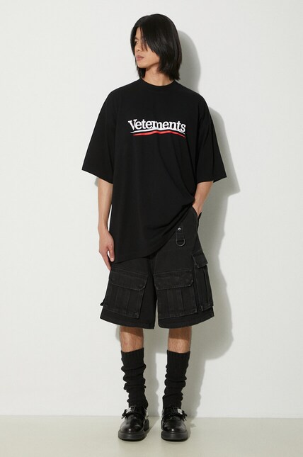 VETEMENTS denim shorts Multipocket Cargo Denim Shorts men's black