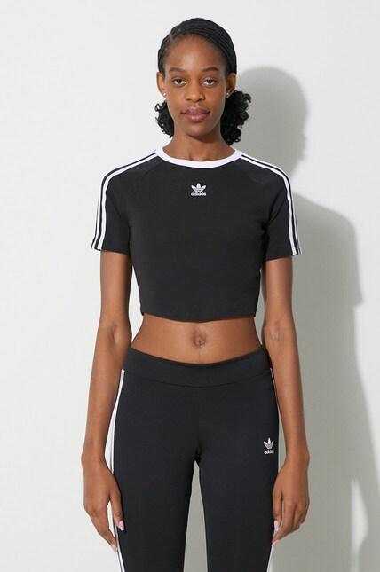 adidas Originals t-shirt 3-Stripes Baby Tee women's black color
