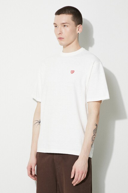 Human Made cotton t-shirt Heart Badge men's white color HM27CS002