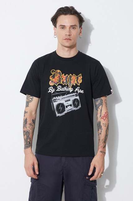 A Bathing Ape cotton t-shirt Bape Boombox Tee M men's black color