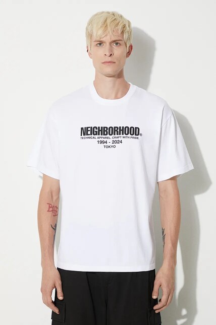 NEIGHBORHOOD t-shirt Tee SS-2 men's white color with a print