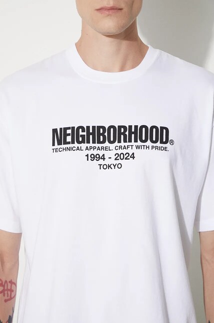 NEIGHBORHOOD t-shirt Tee SS-2 men's white color with a print