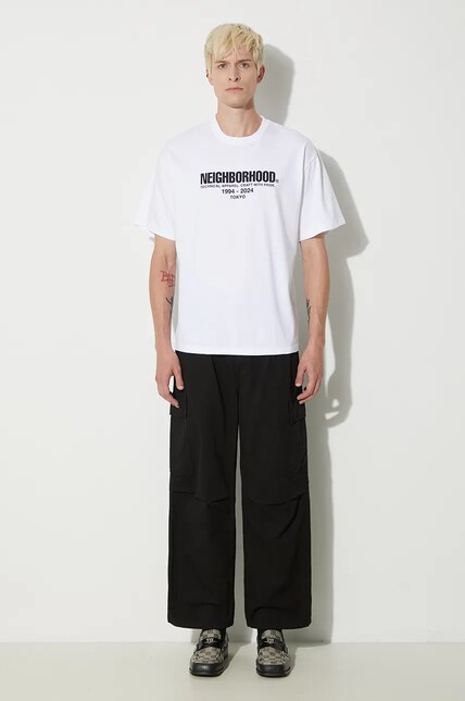NEIGHBORHOOD t-shirt Tee SS-2 men's white color with a print
