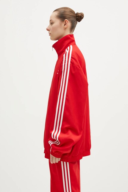 adidas Originals sweatshirt Oversized Tracktop women's red color adidas Originals sweatshirt Oversized Tracktop women's red color
