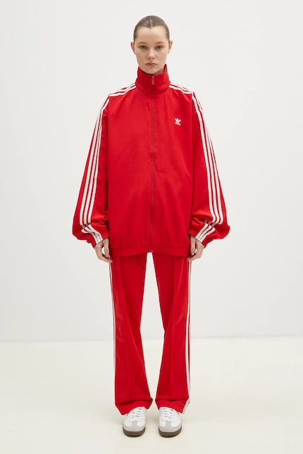 adidas Originals sweatshirt Oversized Tracktop women's red color adidas Originals sweatshirt Oversized Tracktop women's red color