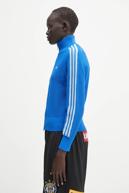 adidas Originals sweatshirt Crochet Tracktop blue color patterned adidas Originals sweatshirt Crochet Tracktop blue color patterned