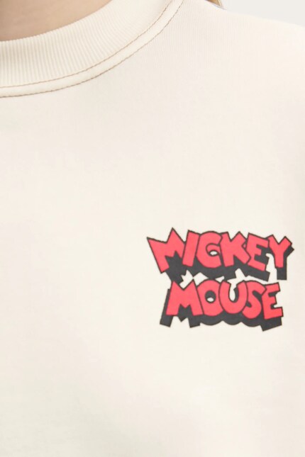 Desigual hanorac de bumbac MICKEY MOUSE femei, culoarea bej, cu