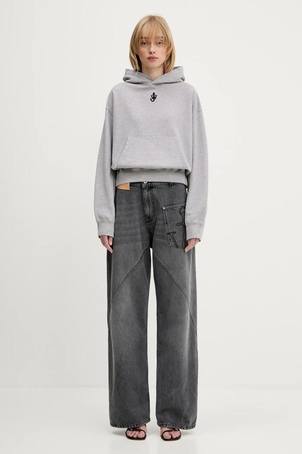 JW Anderson cotton sweatshirt Anchor Embroidery Cropped gray color