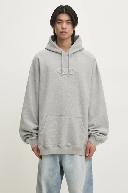 Z*様 VETEMENTS アナーキーロゴ オーバーサイズ フーディー グレー VETEMENTS sweatshirt 3D Oval Logo Oversized men's gray color