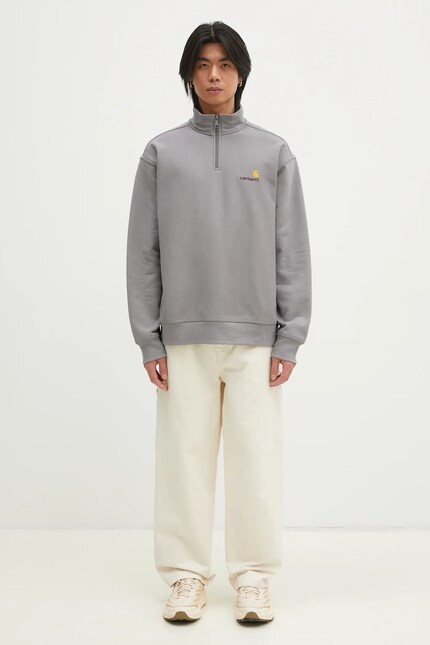 Carhartt WIP sweatshirt Half Zip American Script Sweat men's gray