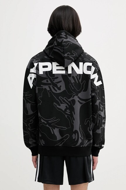 AAPE sweatshirt Now Zip Up black color hooded patterned