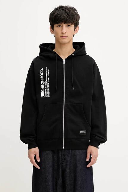 NEIGHBORHOOD cotton sweatshirt SOLID SWEAT ZIP black color hooded