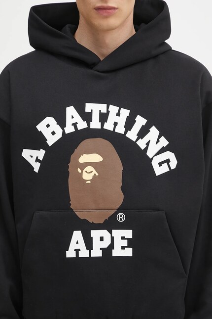 A Bathing Ape cotton sweatshirt College puffy black color hooded