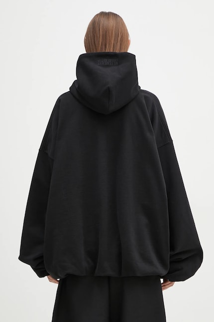 VETEMENTS sweatshirt Oval Logo Cropped Boxy black color hooded VETEMENTS sweatshirt Oval Logo Cropped Boxy black color hooded
