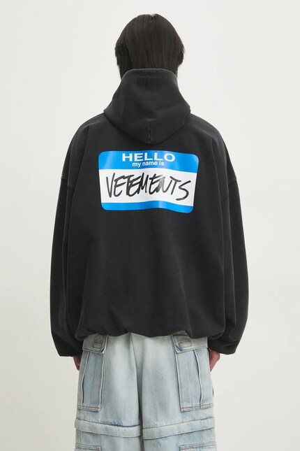 Хлопковая кофта VETEMENTS My Name Sticker Cropped Boxy цвет чёрный