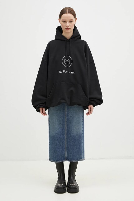 VETEMENTS sweatshirt No Posts Cropped Boxy black color hooded with