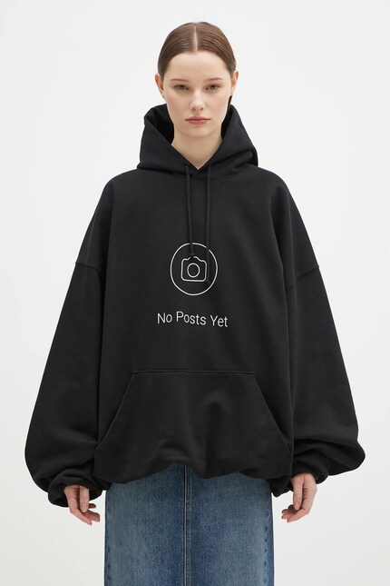 VETEMENTS sweatshirt No Posts Cropped Boxy black color hooded with