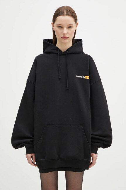 VETEMENTS sweatshirt Vetements.Com Oversized black color hooded VETEMENTS sweatshirt Vetements.Com Oversized black color hooded