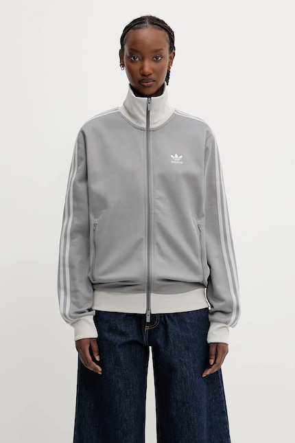 adidas Originals sweatshirt Classic Track Top gray color with an adidas Originals sweatshirt Classic Track Top gray color with an