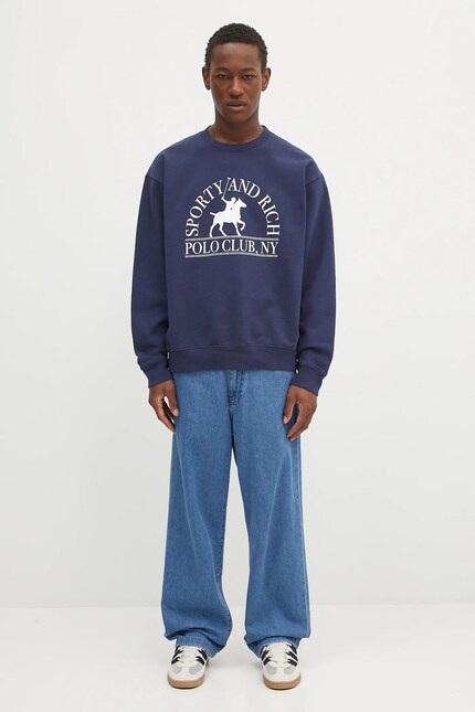 Sporty & Rich cotton sweatshirt Polo Club navy blue color with a