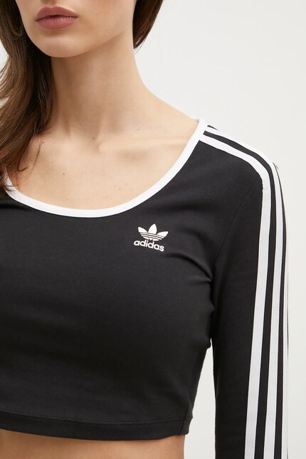 新品2XL Adidas Top GFX LS ニットロングスリーブKR5046 adidas Originals longsleeve shirt 3S LS CROP women's black color