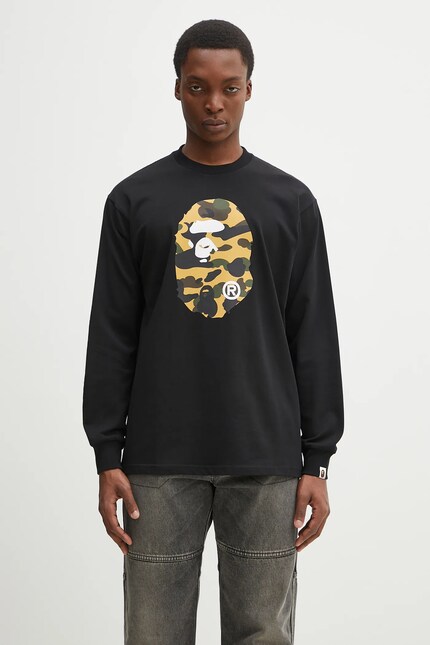 A Bathing Ape cotton longsleeve top 1St Camo Ape Head black color A Bathing Ape cotton longsleeve top 1St Camo Ape Head black color