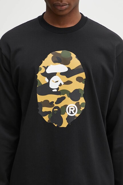 A Bathing Ape cotton longsleeve top 1St Camo Ape Head black color