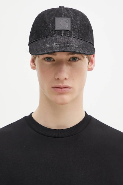 Carhartt WIP denim baseball cap Lincoln Cap black color with an Carhartt WIP denim baseball cap Lincoln Cap black color with an