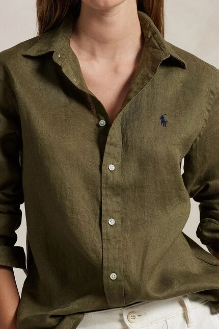Polo Ralph Lauren linen shirt green color regular 211970730 at PRM US