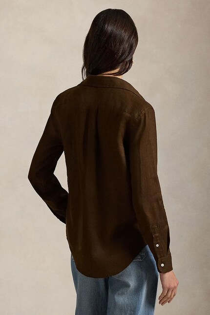 Polo Ralph Lauren shirt linen Women's brown plain 211970730 at PRM US