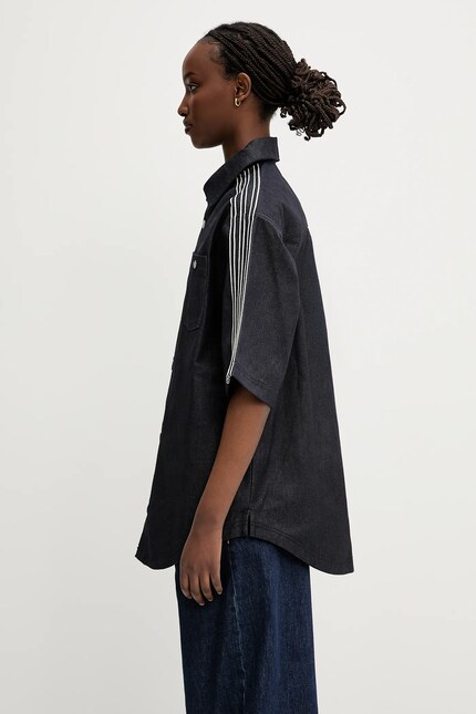 adidas Originals denim shirt Denim Shirt navy blue color relaxed