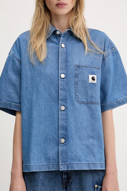 Carhartt WIP denim shirt S/S Lovilia Shirt blue color relaxed