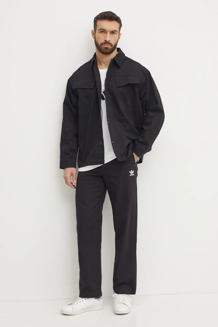 Хлопковая рубашка adidas Originals Essential мужская цвет чёрный