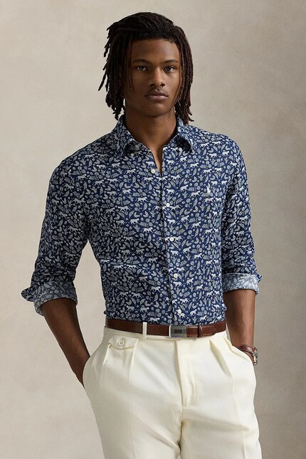 【美品】Polo Ralph Lauren リネンBDシャツ M ライトブルー Polo Ralph Lauren linen shirt Sport Shirt blue color regular