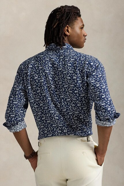 Polo Ralph Lauren linen shirt Sport Shirt blue color regular