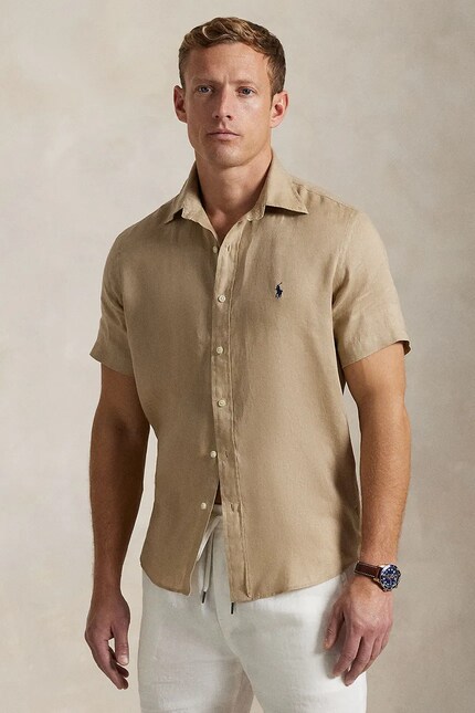 Polo Ralph Lauren linen shirt Sport Shirt beige color regular