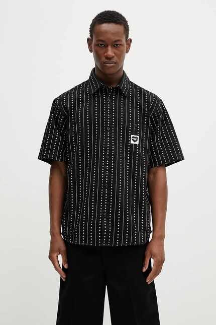Carhartt WIP cotton shirt S/S Drewe Shirt black color relaxed