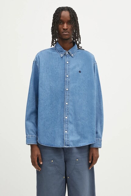 Carhartt WIP denim shirt L/S Lucas Shirt blue color relaxed