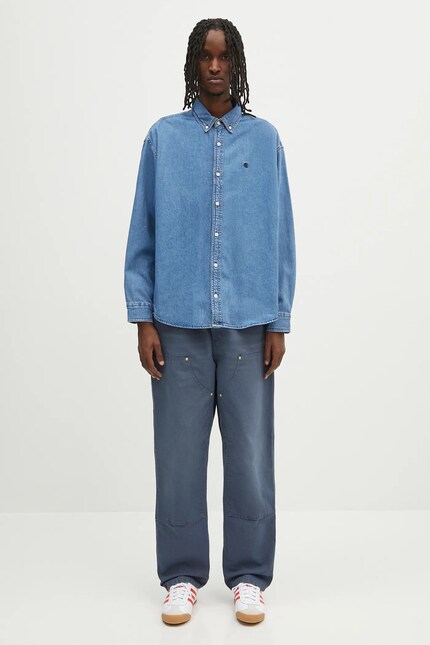 Carhartt WIP denim shirt L/S Lucas Shirt blue color relaxed