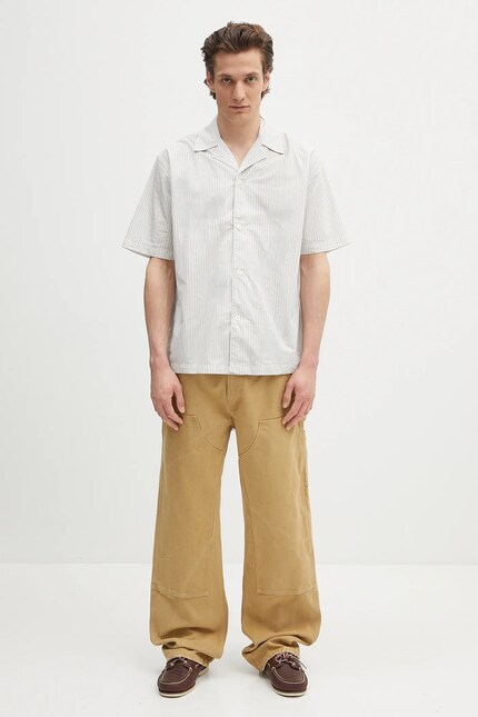 Norse Projects cotton shirt Mads Poplin Stripe SS white color