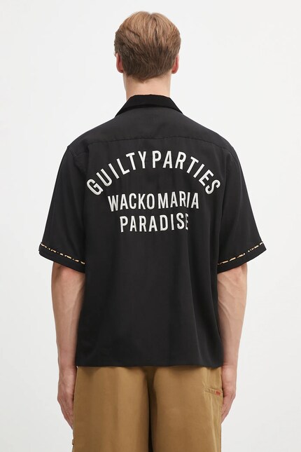 Wacko Maria shirt switching black color relaxed 25SS-WMS-OC14 at