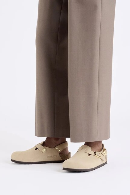 Шльопанці з нубуку Birkenstock Tokio жіночі колір бежевий 1029496
