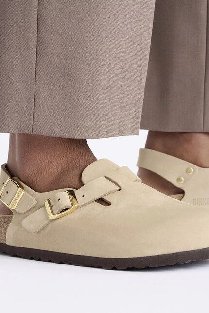 びりけん Шльопанці з нубуку Birkenstock Tokio жіночі колір бежевий 1029496