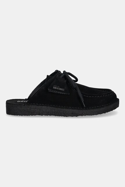 Clarks Originals suede sliders Desert Nomad Mule men's black color
