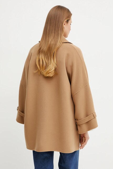 マロン Weekend Max Mara palton de lână culoarea maro, de tranzitie