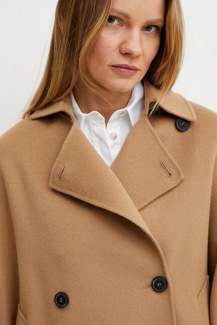マロン Weekend Max Mara palton de lână culoarea maro, de tranzitie