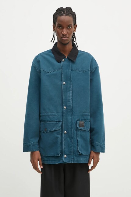Carhartt WIP cotton jacket OG Santa Fe Coat turquoise color