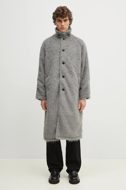 MKI MIYUKI ZOKU coat Faux Alpaca Car Coat men's gray color FAUX