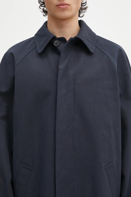 A.P.C. linen blend coat Mac Edouard navy blue color COGXT.M01549